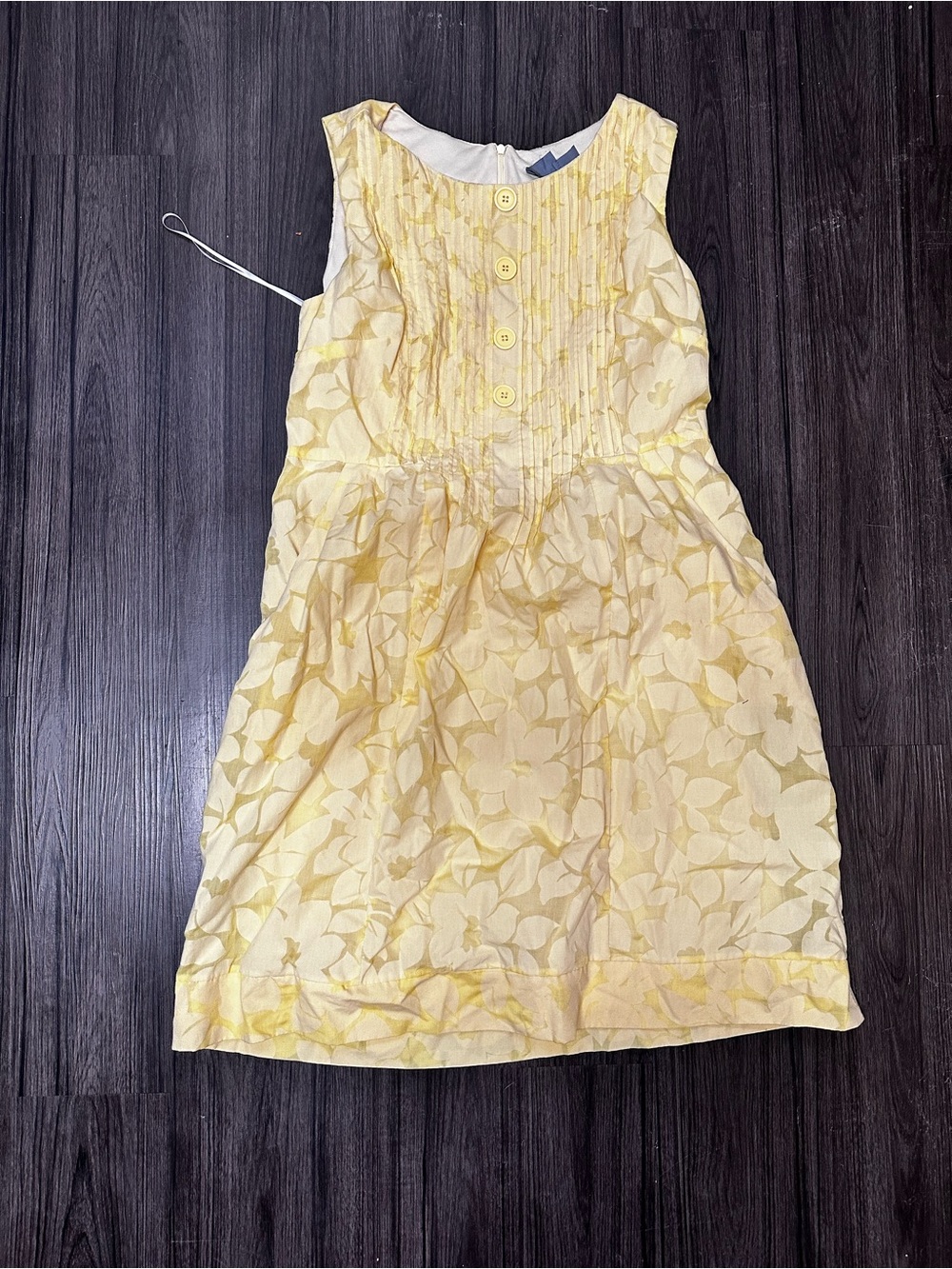 VTG 8 butter yellow floral pleated front Rabbit dress fairy cottage core